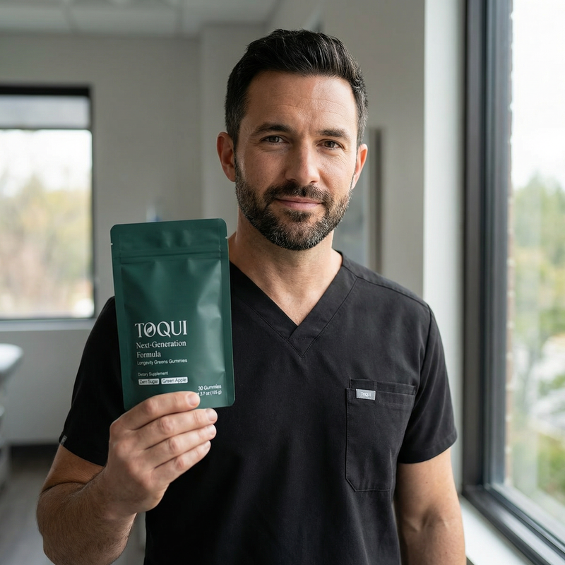 Person drinking Toqui Energy outdoors